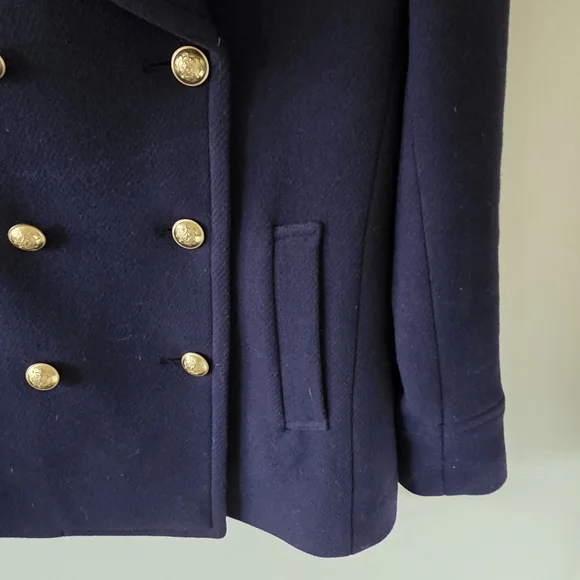 J. Crew 4 Old Money Ivy League Academia Stadium Cloth By Nello Gori Wool Peacoat - Picture 8 of 14